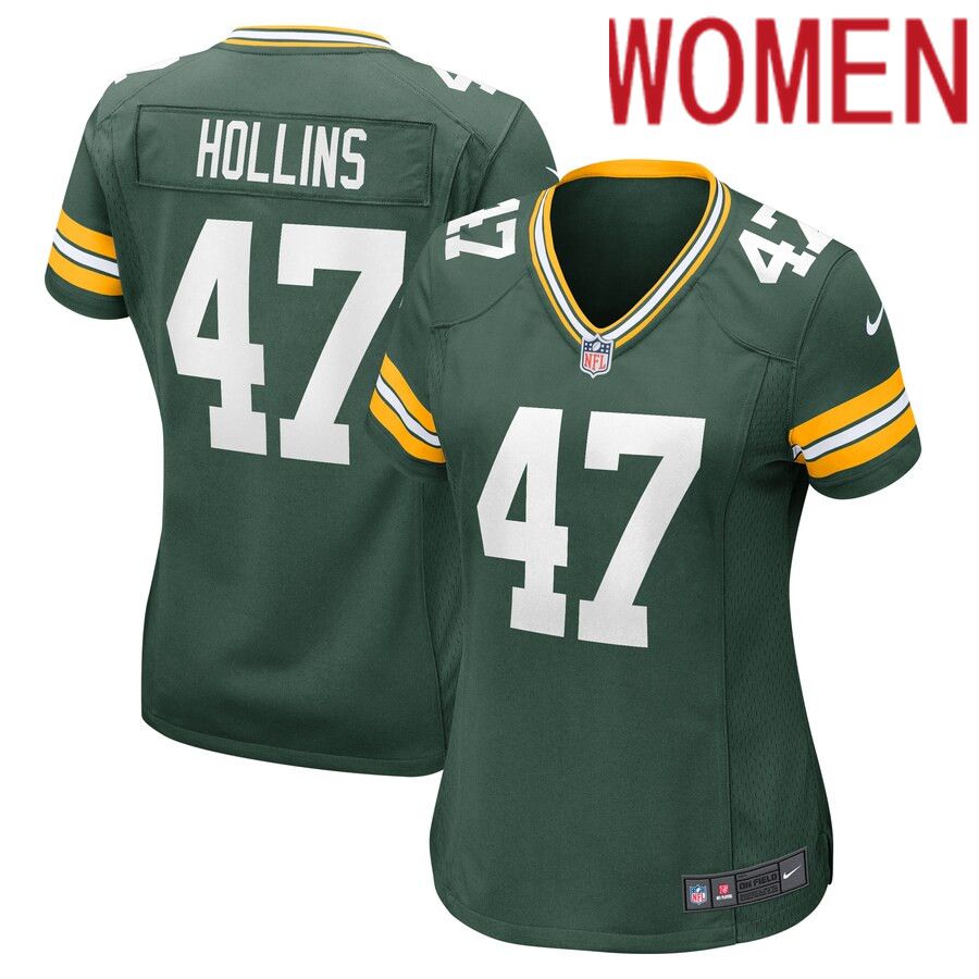 Women Green Bay Packers #47 Justin Hollins Nike Green Home Game Player NFL Jersey